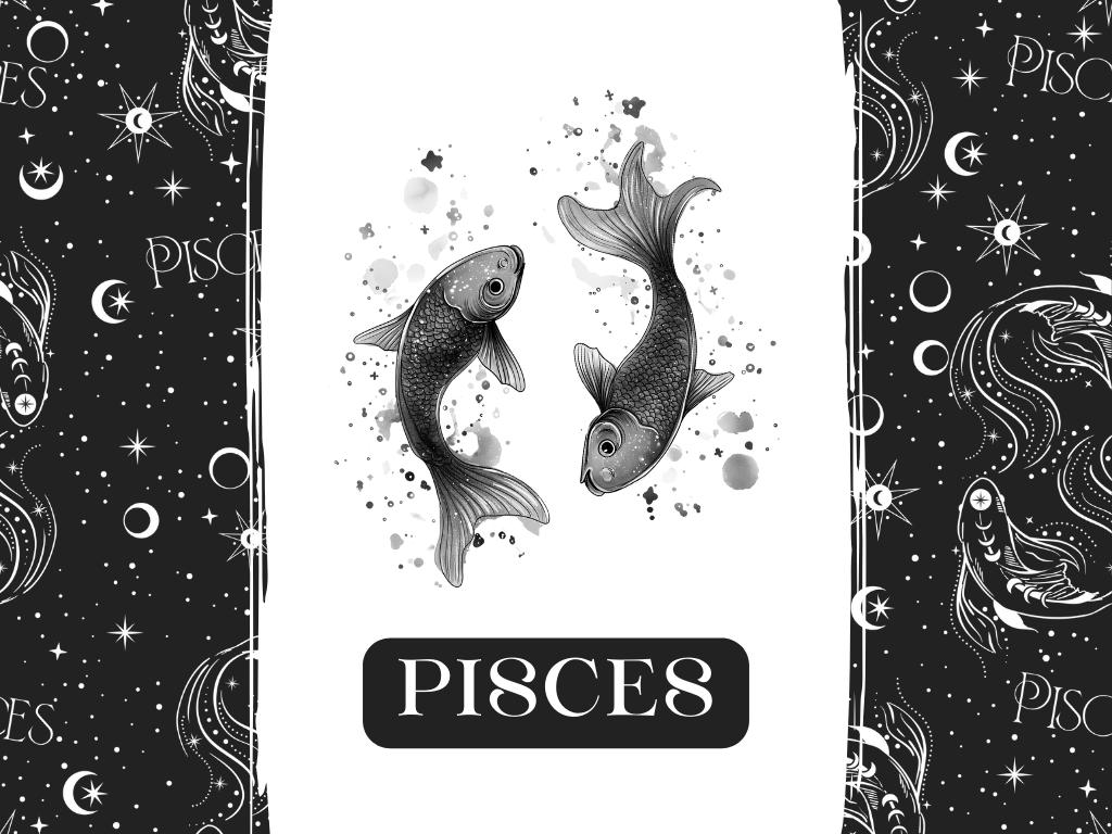 a black and white picture of two fish - Cosmic by Design - Pisces