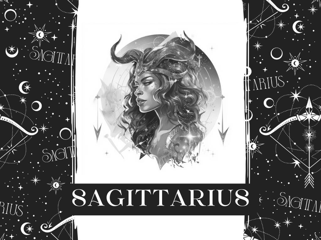 a woman with horns on her head - Cosmic by Design - sagittarius
