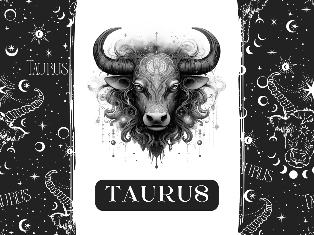 a black and white picture of a bull with horns - Cosmic by Design - taurus bull